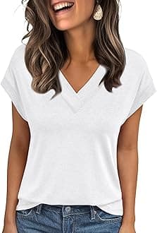 AUTOMETWomens Cap Short Sleeve T Shirts Summer Tops 2025 V Neck Dressy Casual Fashion Clothes Vacation OutfitsOEKO-TEX STANDARD 100