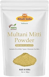 Khadi 100% Pure Herbal Multani Mitti Powder - Lightens & Brightens Skin, Fights Spots & Boosts Glow (Zipper Pouch), Fresh (100gm., MULTANI MITTI)