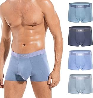 Men's Cotton Stretch Boxer Briefs Seamless Underwear Moisture-Wicking Comfortable 4-Pack With Gift Box