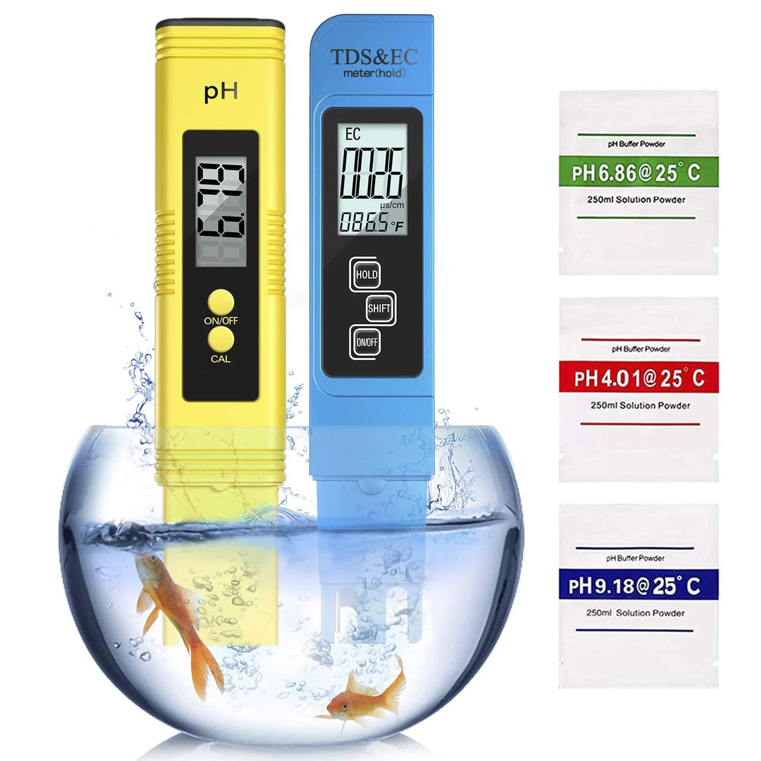 PH Meter Set, Digital PH and TDS Meter Combo, Water Quality Test Set with High Accuracy Pen Type PH Meter and Readout Accuracy TDS EC Temperature Meter, 3-in-1 Meter for Drinking Water Swimming Pool