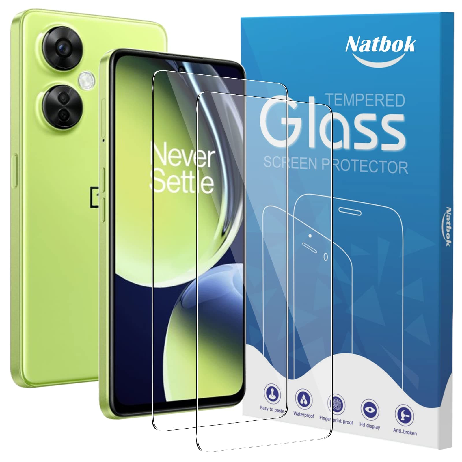 [2 Pack Tempered Glass for OnePlus Nord CE 3 Lite 5G Screen Protector,9H Hardness,Ultra Resistant,Anti-Fingerprints,No Bubbles,HD-Clear,Full Coverage Phone Film for OnePlus Nord CE 3 Lite
