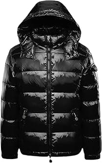 JEsilunmaMY Men's Thermal Shiny Hooded Puffer Jacket Winter Coats Water-Resistant Down Coats Insulated Padded Puffy Coat