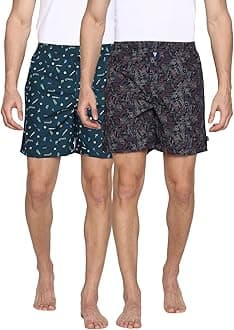 Van Heusen Men Boxer Shorts– Pack of 2 | 100% Mercerized Cotton for Softer handfeel | Relaxed Fit | Dual Pockets | Superior Lustre | Slide Slits for Extra Ease of Movement | Fun Prints | Style 10112