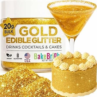 Gold Edible Glitter for Drinks 20g - Gold Edible Glitter for Cakes Cocktails Cake Decoration Sprinkles - Gold Luster Dust for Cocktail & Cake Topper Chocolate Baking Decorating Fondant Cookies - Drink Shimmer Spray - Food Grade Vegan, Kosher, Halal, Gluten Free - Made in USA