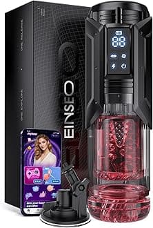 EINSEO Sex Toys for Men Penis Pump - AI Sync Waterproof Male Masturbator Stroker with 7 Sucking Thrusting Rotating & 7 Licking Modes, Adult Toys Pocket Pussy Mens Sex Toy Blowjob Sex Machine Bath Item