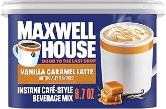 Maxwell House Instant Cafe-Style Beverage Mix, Easy to Prepare, 1 Canister, for Quick Morning Coffee or Afternoon Treat, Vanilla Caramel Latte, Kosher Dairy, 8.7 oz