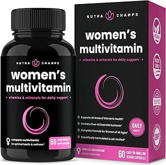 NutraChamps Women's Daily Multivitamin Supplement - Vegan Capsules with Biotin, Vitamins A B C D E K, Calcium, Zinc, Lutein, Magnesium - Non-GMO, Gluten Free Multimineral Multivitamin for Women