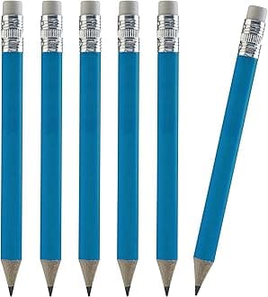 TH Golf 100pcs Premium Golf Pencils, 4 Inch Mini Half Pencils with Eraser Sharpened Wood Mini Round for Schools Wedding Toddlers Home Corporate Multiple Colours (Neon Blue)