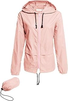 Raincoat Women Lightweight Waterproof Rain Jackets Packable Outdoor Hooded Windbreaker
