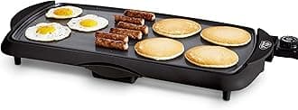 20” Extra Large Electric Griddle, Non-Toxic PFAS & PFOA-Free Ceramic Nonstick, Temperature Control, Quick Even Heating, Removable Drip Tray, Pancakes, Eggs, Sausage, Easy Clean, Black