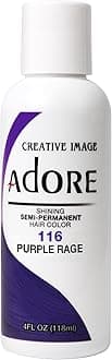 Adore Semi Permanent Hair Color (116 Purple Rage) | Vegan & Cruelty-Free Purple Hair Dye | No Ammonia, No Peroxide, No Alcohol | 4 Fl Oz