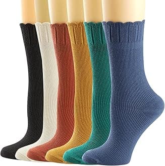 Mcool Mary Womens Crew Socks, Casual Knit Cotton Comfy Breathable Cool Dress Socks for Girls 6 Pack