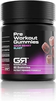 GymRat Pre Workout Gummies – Sour Berry Flavor, Intense Energy & Focus, First with Purple Force™, Vasodrive-AP, Guarana, Pea & L-Theanine – USA Made & GMP Certified (60 Ct)