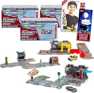 Transformers Blind Box Micro Machines Set - Bundle With 3 Mystery Playsets Plus Tattoos | Toy Vehicle Party Favors