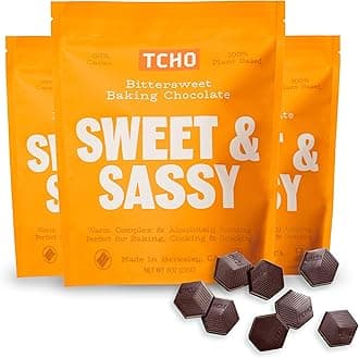 TCHO Sweet & Sassy 66% Dark Chocolate Baking Couverture (3 Bag) | Organic & Fair Trade Certified | Non GMO, Non-Dairy, Vegan, Soy Free (8oz each)