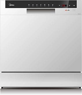 Counter Top Dishwasher, Portable, 8 Place Settings, 7 Programs, Inverter Quattro, Silent & High Energy Efficient, Rapid Wash, Child Lock, Self Cleaning, 70 Intensive White, WQP8-3802F-S