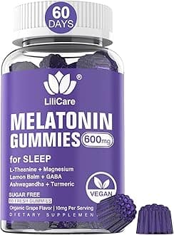 Melatonin Gummies 10mg 20mg for Adults Sugar Free, Extra Strength w/ L-Theanine, Ashwagandha, Magnesium, Turmeric, GABA, Lemon Balm and Chamomile for Healthy Circadian Rhythm, Vegan Grape Flavor, 60ct