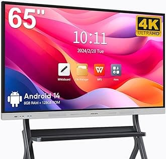 Smart Board | 65" Interactive Whiteboard | 4K UHD | Android 14 | 8+128GB | Digital Whiteboard, Electronic White Board for Classroom Home Office | Wall Mount Included