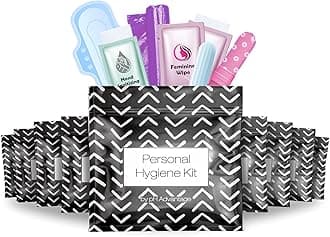 Menstrual Kit All-in-One 10 Pack | Convenience on The Go | Period Kit Pack for Travelling, Tweens & Teenager | Individually Wrapped Feminine Hygiene Product (Black Treads)