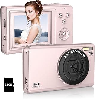 Digital Camera,56MP FHD 1080P with 16X Digital Zoom & Anti-Shake, 2.8" Screen Compact Point and Shoot Camera for Kids Teens Beginners, Includes 32GB SD Card, Portable for Travel Photography
