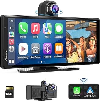 [2024 Newest] 4K W903 Portable Wireless Carplay & Android Auto with Dash Cam - 9.3" HD IPS Screen, 4K Front Camera, Loop Recording, Bluetooth, Mirror Link, GPS, Siri, Dashboard Mounted
