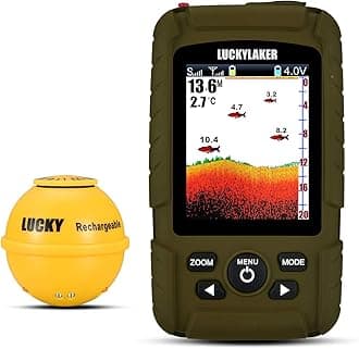Portable Sonar Fish Finder Boat Depth Fishing Fish Finders Waterproof Handheld Wireless Fishing Finder Kayak Transducer Depth Finders for Ice Fishing Sea