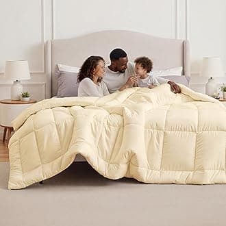 Bedsure Comforter Duvet Insert - Quilted Comforters Oversized King, All Season Duvet, GentleSoft Down Alternative Bedding, with 8 Tabs, Gifts for Women/Men, Cream,Oversized King 116 x 98 Inches