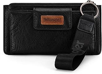 X Wrangler Black Minimalist Wallet for Women Ladies Female Card Cases & Money Organizers Wristlet with Wallet Large Clutch with Coin Purse Smooth Zipper and Rfid Lining