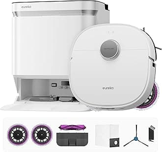 J15 Pro Ultra Robot Vacuum and Mop with Self Emptying Base, 16,200 Pa Suction, Flex-Arm Design Mop, Auto Mop Hot Water Washing & Hot Air Drying, Anti-Tangle, AI Obstacle Avoidance, White