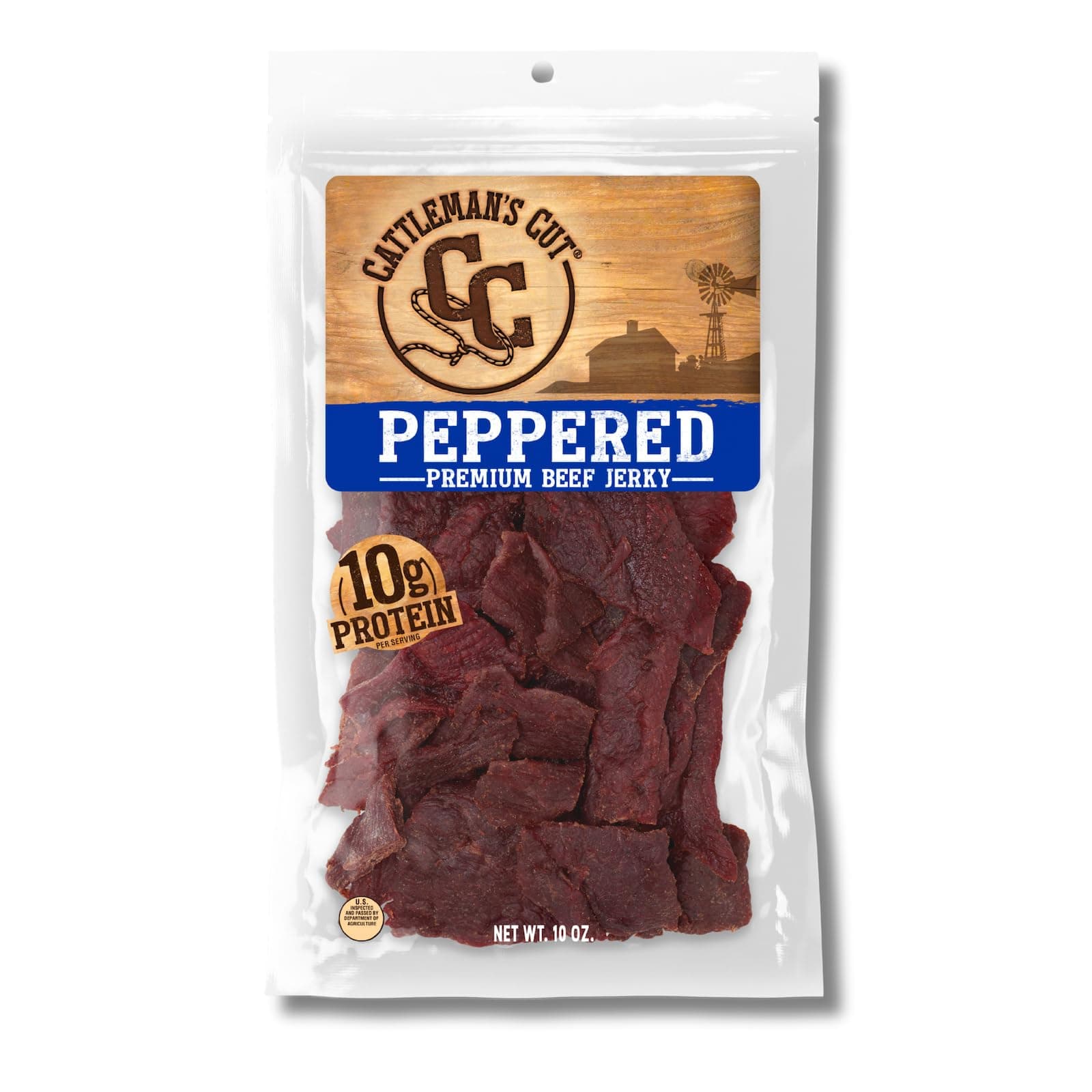 Cattleman's Cut Peppered Steakhouse Beef Jerky, 10 Ounce