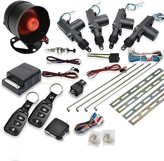 MASOCar Remote Central Locking Kit 4 Doors Keyless Entry System + Anti-Theft Alarm Immobiliser System with Shock Sensor Universal Fits for All Car