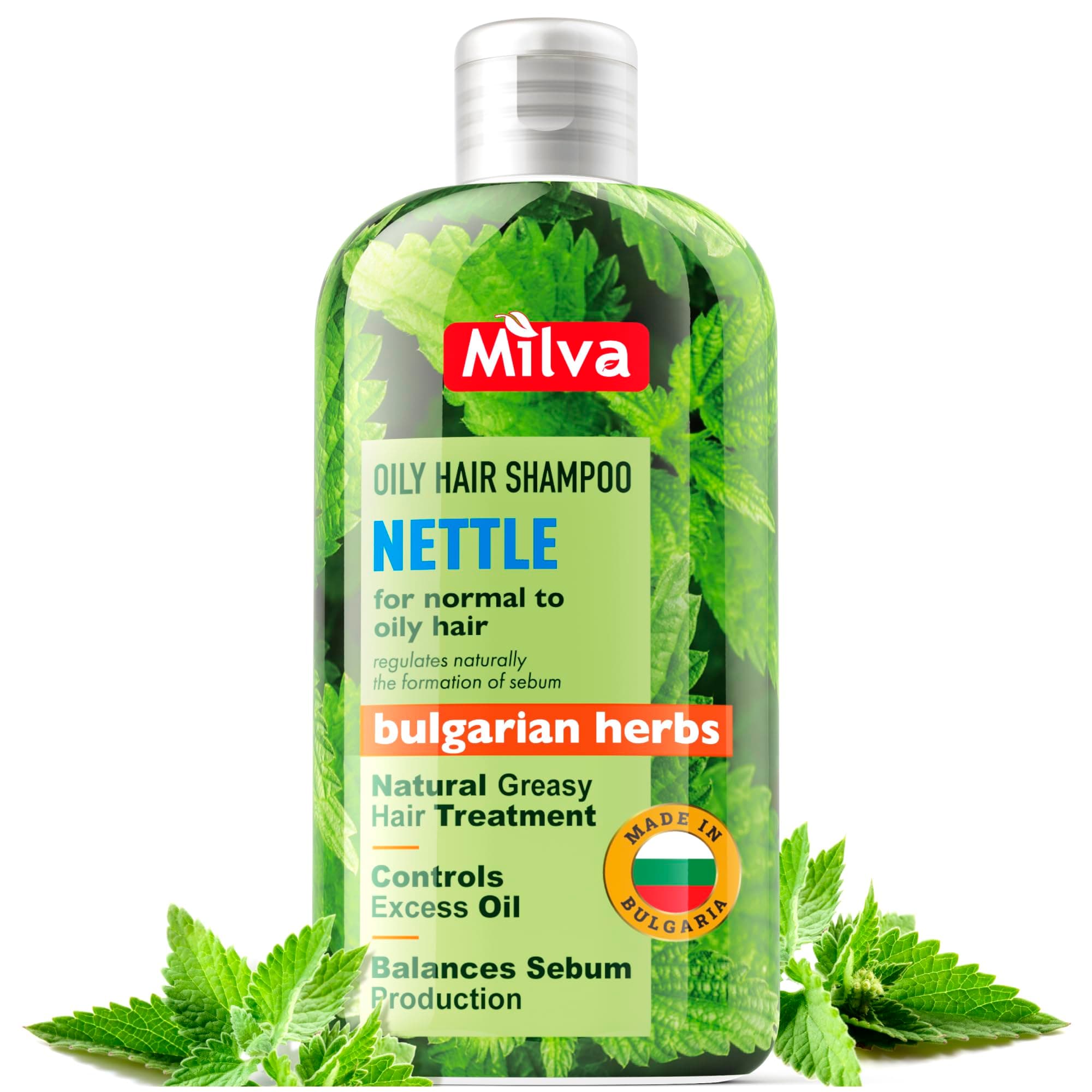 Nettle Shampoo - Helps Regulate Sebum Production, Reduce Dandruff & Ease Scalp Irritation - For Strong, Healthy Hair - 200ml by Milva Natural
