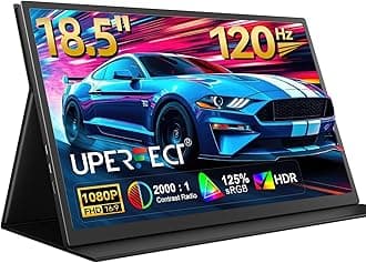 UPERFECT Portable Monitor 18.5" 120HZ 125% sRGB Portable Laptop Monitor w/VESA & Cover, FreeSync HDR Gaming Monitor, 350Nits USB-C & MINI HDMI Travel Second Screen for Laptop, PC, Game Consoles