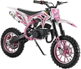50cc Dirt Bike for Adults & Kids-Kids Dirt Bike 2-Stroke Gas Powered Off Road Motorcycle Mini Bikes with Speeds up to 40 MPH for Uphill and Off-Road Conditions Pull Start ﻿ Pink