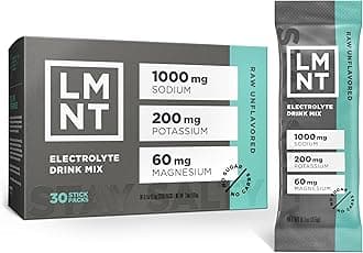 LMNT Zero Sugar Electrolytes - Raw Unflavored Salt | Drink Mix | 30-Count