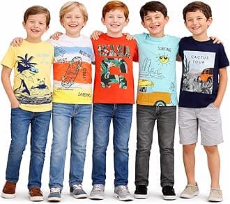 Boy's Cotton Printed Regular Fit T-Shirt(Pack of 5)