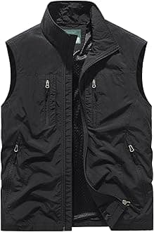 Men's Full Zip Sleeveless Quick Dry Jacket Casual Outdoor Vest Outerwear Multi Pockets Fishing Vests for Sport Golf