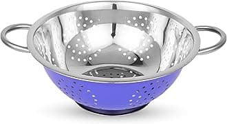 Fackelmann Stainless Steel Colored Deep Colander, 24 Centimeters - Durable Kitchen Accessories Items, Anti-Rust, Corrosion-Resistant for Washing Fruits and Vegetables, Kitchen Sink Strainer