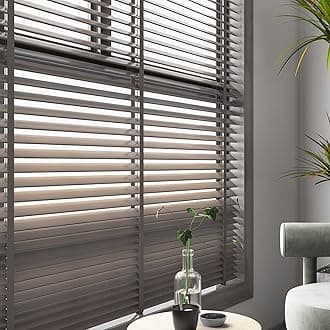 Cordless 2" Wooden Venetian Blinds for Windows, Blackout Privacy Shades Horizontal Window Blinds for Inside/Outside Mount – Custom Sizes 24" 32" 35" 46" 54" 66" 72"(Gray)