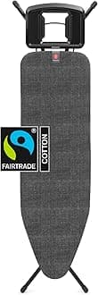 Ironing Board B – Solid Steam Iron Rest – Adjustable Height – Non-Slip Rubber Feet – 100% Fairtrade Cotton Cover with Foam Padding – Foldable – Denim Black – Size B (49 x 15 in)