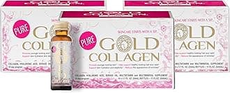 GOLD COLLAGEN Pure - Collagen Supplements for Women & Men with Biotin for Hair Growth, Skin and Nail - Anti Wrinkle Immune System Booster with Hyaluronic Acid, Vitamin C, B6 and Zinc, 3 Pack 10x50 ml