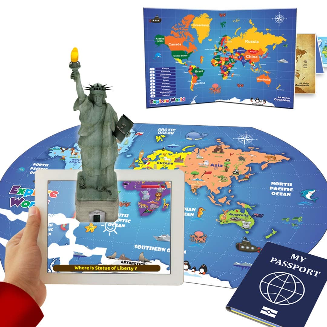 Playautoma Explore World Fun Educational, Jigsaw World Map Floor Puzzle, Interactive Augmented Reality Learning Games for Kids 6+ Years, Pack Of 1, Multi