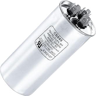 Canamax 70+10 uf ± 5% MFD 370 Or 440V Round Run Capacitor - Compatible with Air Conditioner 50/60Hz for AC Motor Run or Fan Start and Cool or Heat Pump Air Conditioner