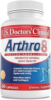 U.S. Doctors’ Clinical Arthro8 - Doctor-Formulated Joint Supplement + Hyaluronic Acid + Turmeric & Collagen for Flexibility, Mobility, & Strong Cartilage - 60 Capsules - 15/30-Day Supply