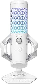 ASUS ROG Carnyx USB Gaming Microphone (25mm Condenser Capsule, 192kHz/24-bit, Cardioid, high-Pass Filter, Built-in pop Filter, Metal Shock Mount, one-Touch Mute, Aura Sync RGB)- Moonlight White