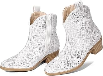 Girls Cowgirl Cowboy Rhinestone Boots Ankle Low Heel Dress Booties