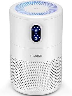 MOOKA Air Purifier for Home Large Room up to 430ftÃ‚², H13 True HEPA Air Filter Cleaner, Odor Eliminator, Remove 99.97% Allergies Smoke Dust Mold Pollen Pet Dander, Night Light(Available for California)