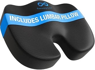 Everlasting Comfort Doctor Recommended Memory Foam Seat Cushion for Office Chairs & Car Seat - Ergonomic Office Desk Accessories for Tailbone Pain Relief, Sciatica & Back Support
