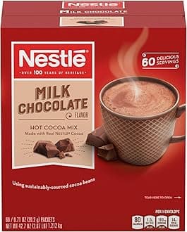Nestle Hot Chocolate Packets, Milk Chocolate Flavor Hot Cocoa Mix, Made with Real Cocoa, Bulk Pack, 0.71 oz Packet (60 Count)