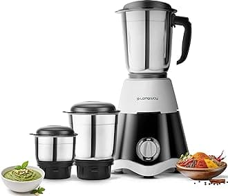 Super Dlx Mixer Grinder | Up to 700 Watt Powerful Motor | 3 Jars for Grinding, Mixing, Juicing | 2 Year Warranty (Black & Gray, 3 Jars)